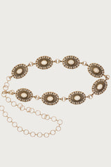 Stone Oval Pendant Chain Belt