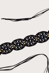 Studded Faux Suede Tie Belt