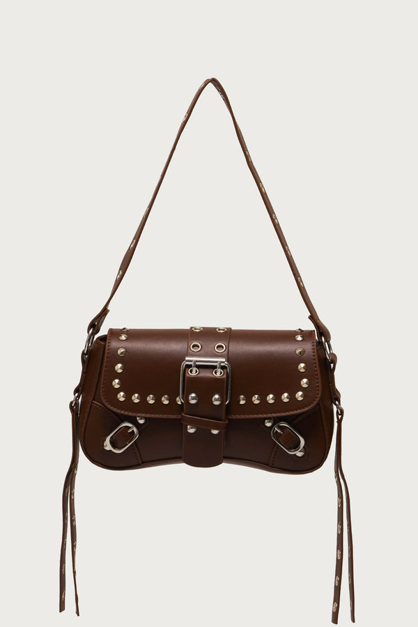 Stud & Buckle Faux Leather Bag