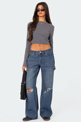 Debbie Distressed Low Rise Baggy Jeans