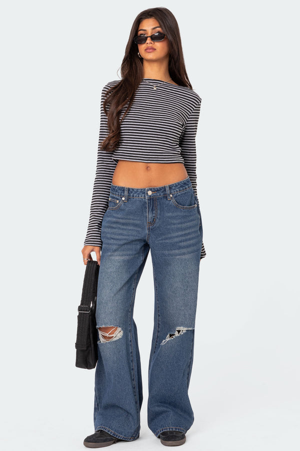 Debbie Distressed Low Rise Baggy Jeans