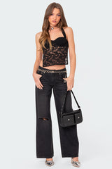 Debbie Distressed Low Rise Baggy Jeans