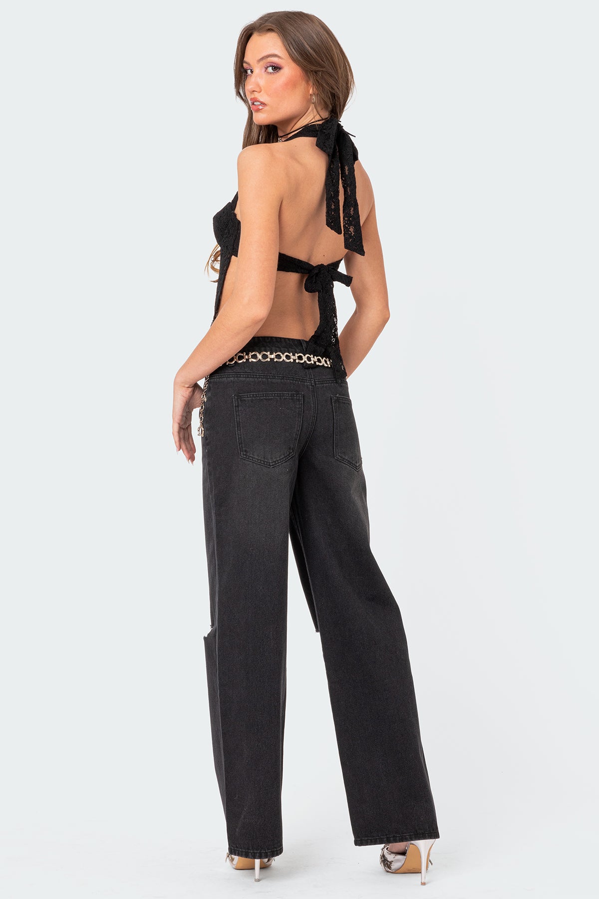 Debbie Distressed Low Rise Baggy Jeans