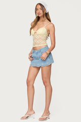 Eyelet Scallop Denim Mini Skort