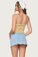 Sheer Lace Cut Out Tank Top