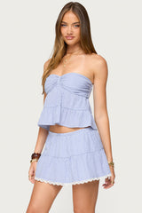 Dora Striped Linen Look Babydoll Top