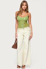 Azelia Beaded Sheer Mesh Top