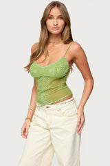 Azelia Beaded Sheer Mesh Top