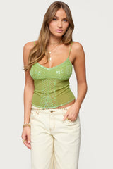 Azelia Beaded Sheer Mesh Top