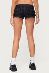 Cavella Stretchy Denim Micro Shorts