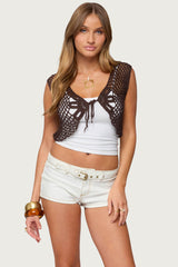 Kelcie Tie Front Crochet Shrug