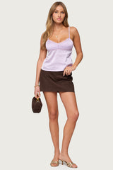 Blanca Satin Effect Lace Trim Tank Top