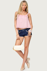 Ruffle Mesh Babydoll Tank Top