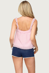 Ruffle Mesh Babydoll Tank Top