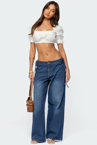 Katt Lace Up Low Rise Baggy Jeans