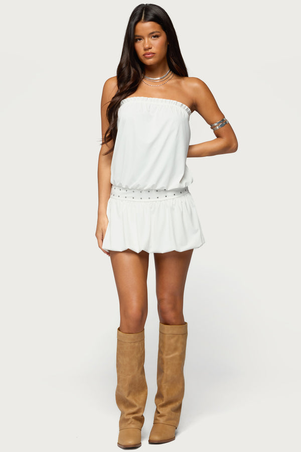 Layton Studded Strapless Bubble Mini Dress