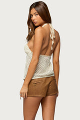 Sheer Net Sequin Split Front Top