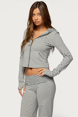 Meggy Striped Zip Up Hoodie