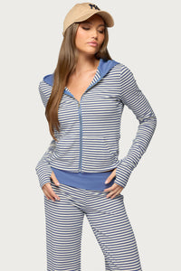 Meggy Striped Zip Up Hoodie