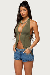 Skye Backless Split Front Halter Top