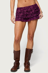 Keyla Ruffled Textured Micro Skort
