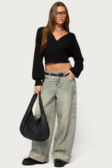 Cuffed Low Rise Baggy Jeans