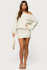 Off Shoulder Sequin Knit Mini Dress