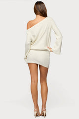 Off Shoulder Sequin Knit Mini Dress