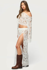 Milana Slit Sheer Lace Maxi Skirt
