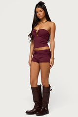 Rusana Swirl Ruched Micro Shorts