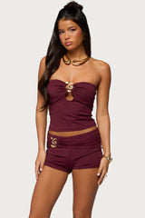 Rusana Swirl Cutout Strapless Top
