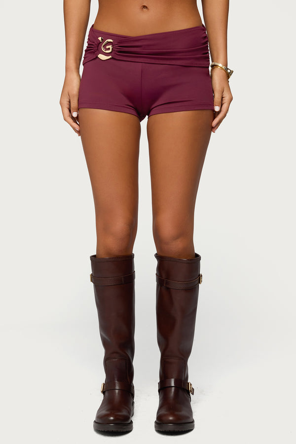Rusana Swirl Ruched Micro Shorts