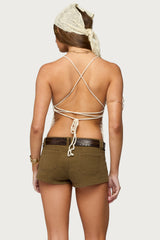 Maggie Bead Split Front Backless Crochet Top