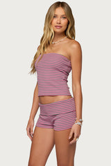 Monikah Striped Built In Bra Tube Top