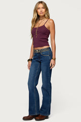 Studded Low Rise Straight Leg Jeans