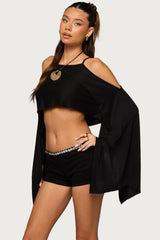 Ivanna Cutout Cape Cropped Top