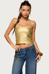 Cecilea Metallic Knit Bandage Tube Top