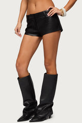 Melaney Faux Leather Micro Shorts