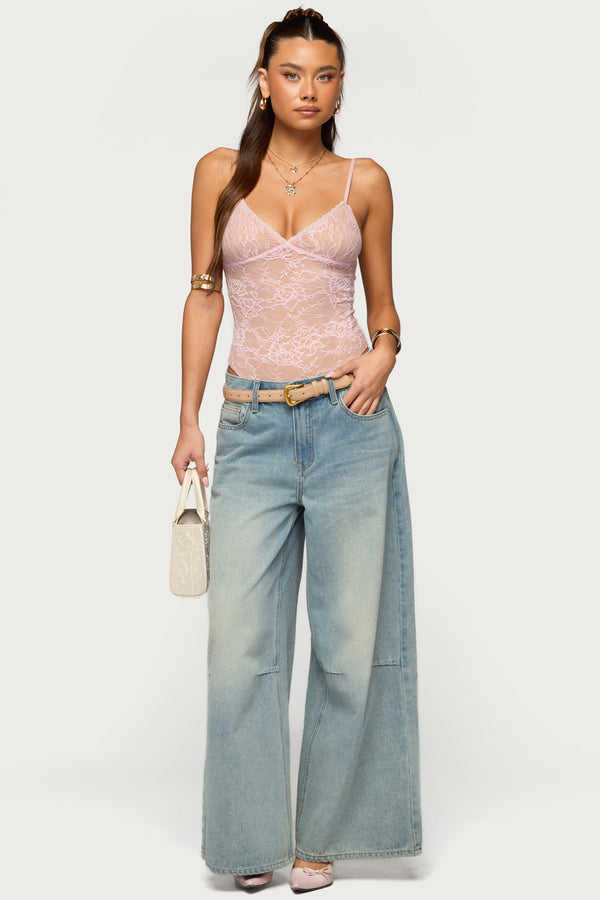 Nolyn Sheer Lace V Neck Bodysuit