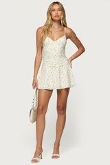Lushia Floral Ruched Mini Dress