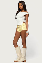 Studded Belt Denim Micro Shorts