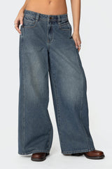 Hilla Side Split Low Rise Baggy Jeans