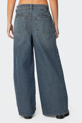 Hilla Side Split Low Rise Baggy Jeans