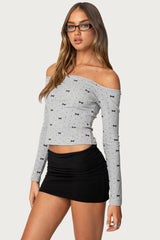 Ryna Bows & Dots Off Shoulder Top