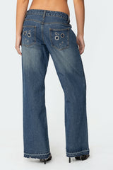 Davis Grommet Low Rise Baggy Jeans