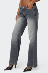 Alysse Washed Low Rise Bootcut Jeans