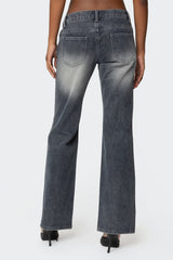 Alysse Washed Low Rise Bootcut Jeans