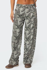 Camo & Bow Low Rise Baggy Jeans