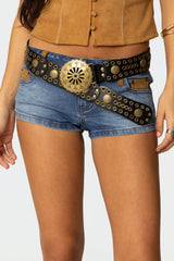 Scalloped Circle Faux Leather Belt