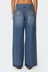 Stud & Grommet Low Rise Baggy Jeans